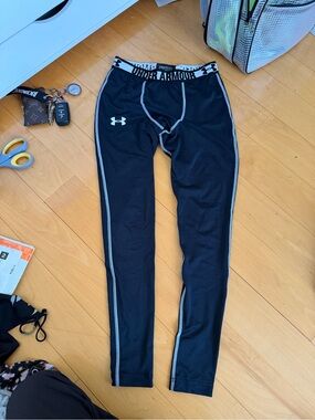 Under Armour Black Compression Tights with Gray Accents